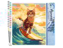 Peinture par Numéro Figured'Art - Chat surfeur - Kit de Loisir Créatif DIY Numéro d'Art Complet - 40x50cm sans châssis en bois