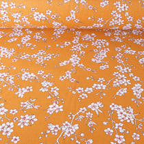 Tissu Coton imprimé Fleur d'amandier sur fond Jaune - Au mètre