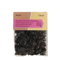 Lot de 30 boutons pression 100% plastique Noir 12mm