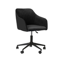 Chaise à Roulettes en Velours Noir sur Pied Chromé Réglable avec Accoudoirs Tendance et Design Vintage et Glamour pour Coin Bureau Beliani
