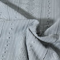 Tissu Voile de coton Delhi brodé abstrait sur fond Bleu gris