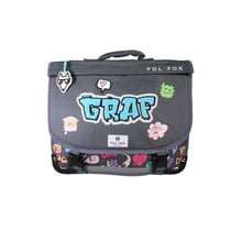 Cartable 38 cm Bagtrotter – Gris – POL FOX STREET ART – 2 compartiments