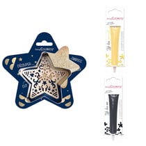 Kit pour biscuit en relief Étoile + 2 Stylos au chocolat jaune pastel et noir