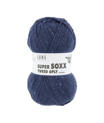 Pelote à tricoter SUPER SOXX TWEED 6 fils - 150 Gr - Lang Yarns : La laine robuste, chaude et élégante 0006 Bleu