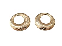 2 Breloques Connecteurs ronds striés 19mm doré