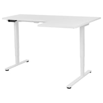 Bureau d'Angle à Droite Blanc en Acier 160 x 59 cm Forme en L Réglable Electriquement Style Moderne