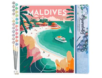 Peinture par Numéro Figured'Art - Affiche Vintage Maldives - Kit de Loisir Créatif DIY Numéro d'Art Complet - 40x50cm sans châssis en bois