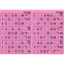 Plaque de 6 grilles de loto rigide 1mm rose - cartons loto - lotoquine