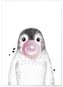 Affiche 'Bulle de Pingouin Rose' | A3 : 29,7x42cm