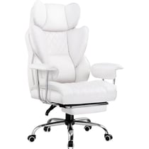 Chaise gaming ergonomique GTPLAYER dossier diamant - Cuir - GT205-WT - Blanc - 50x73x126 cm