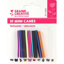 10 mini canes pâte polymère à trancher 5 x 0,5 cm - Papillons & libellules