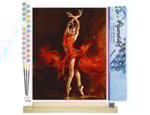 Peinture par Numéro Figured'Art - Danseuse Rouge Magique - Kit de Loisir Créatif DIY Numéro d'Art Complet - 40x50cm toile roulée + châssis en bois à monter