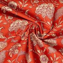 Tissu Coton imprimé Arty Agra fleuris sur fond Orange