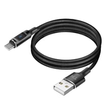 Avizar Câble USB-A vers Micro-USB avec LED et Charge Stable 2,4A Nylon Tressé 1,5m Noir