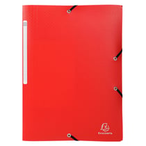 Chemise à élastiques 3 rabats PP OPAK - A4 - Rouge - x 50 - Exacompta