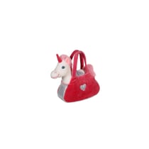 Peluche - Peluche Sweety bag Licorne Blanche et Rose - Sac Rose - 18 cm