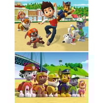 2 puzzles pat patrouille : ryder joue avec marcus chase zuma et rocky 24 pieces - ravensburger - 090648