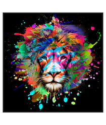 Carré simili cuir 44x44 cm tête de lion