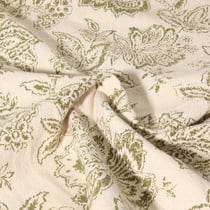 Toile de Coton  Celyan Fleuris Kaki sur fond Ecru