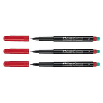 Lot de 3 marqueurs permanents S pointe baguée métal 0,4 mm - FABER-CASTELL - Rouge - MULTIMARK