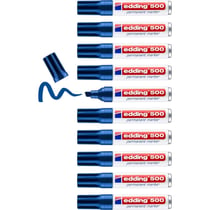 Lot de 10 marqueurs permanents - EDDING - Pointe biseau 2-7 mm - Bleu