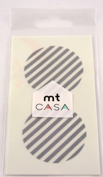 Masking Tape MT Casa Seal Sticker rond en washi Rayé argent