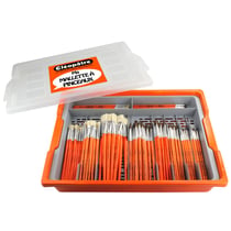 Mallette égouttoir + pinceaux - Ma mallette à pinceaux - Orange - Ronds et brosses plats - 101 pcs