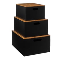 Ensemble de 3 boîtes avec couvercle en bambou BAVA - Noir