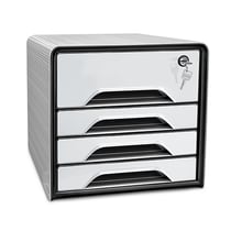 Bloc de classement 4 tiroirs Smoove Secure Blanc et noir - CEP