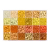 Boite de perles en verre de rocaille assorties 24 couleurs différentes 3 mm Tons ORANGE JAUNE