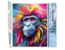 Peinture par Numéro Figured'Art - Babouin Coloré Abstrait - Kit de Loisir Créatif DIY Numéro d'Art Complet - 40x50cm sans châssis en bois