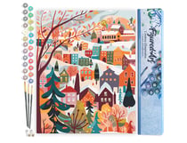 Peinture par Numéro Figured'Art - Village Hivernal Coloré - Kit de Loisir Créatif DIY Numéro d'Art Complet - 40x50cm sans châssis en bois