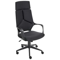Chaise Bureau Noir en Tissu Siège Pivotant Réglable Bureau Ordinateur Dossier Inclinable