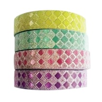 MégaCréa DIY - Rubans adhésif Glitter Paillette Losange 1 cm 4 pièces