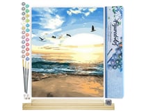 Peinture par Numéro Figured'Art - Oiseaux à la Plage - Kit de Loisir Créatif DIY Numéro d'Art Complet - 40x50cm toile roulée + châssis en bois à monter