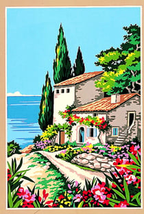 Canevas antique Maison en bord de mer 30x40cm