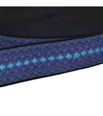 Bobine 14,5m sangle losanges multicolores 38mm bleu roi