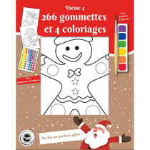 Coloriage avec peinture pinceau et gommettes Motif de Noël 4