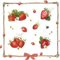 4 serviettes en papier découpage collage 33 cm FRAISE FR 108