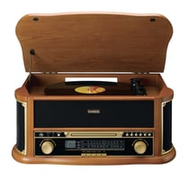 Lenco Tourne Disques Bluetooth Classic Phono avec Radio/Lecteur DVD Modèle TCD-2551WD Marron