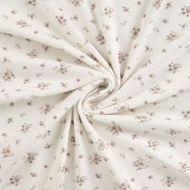 Tissu Jersey Coton Bord côte Fleuris sur fond Blanc cassé