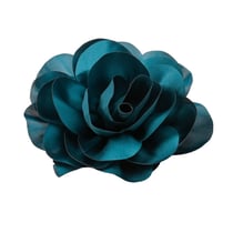 Broche fleur 11cm bleu pétrole