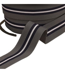 Elastique bicolore avec liseret central 32mm gris moyen au mètre