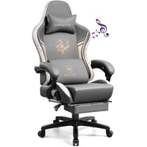 Chaise gaming ergonomique GTPLAYER Dragon Series - Cuir brodé - Gris - 70 x 70 x 135 cm