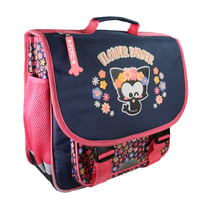 Cartable 36 cm – CHACHA FLOWER PAW?ER – Bleu/Rose – 1 compartiment