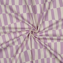 Tissu Popeline de Coton Bio Jennifer Bouron carreaux Lavande sur fond Naturel