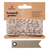 Ficelle argentée & blanche 15 m + 20 étiquettes kraft Fanion