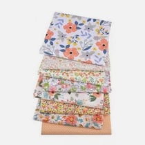 8 coupons tissu patchwork coton couture 40 x 50 cm FLEURI VERT ORANGE