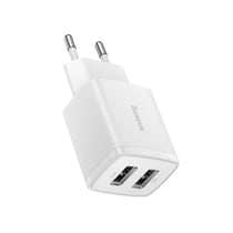 Baseus Chargeur Secteur Double Sortie USB-A 10,5W Compact Blanc