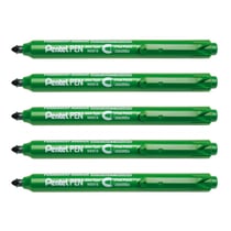 Lot de 5 marqueurs permanents rétractables - PENTEL - Pointe conique fine - Vert